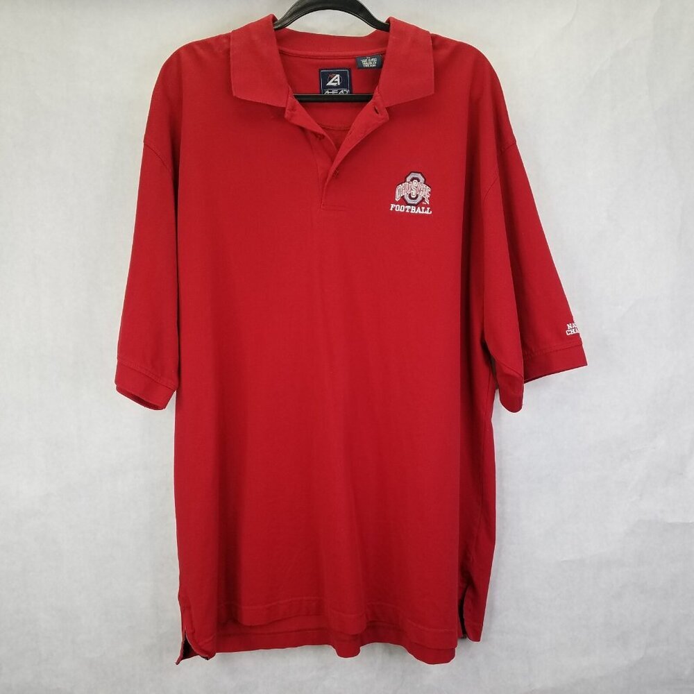Ahead Authentics Ohio State Buckeyes Polo Shirt Men XL Red Short Sleeve Football